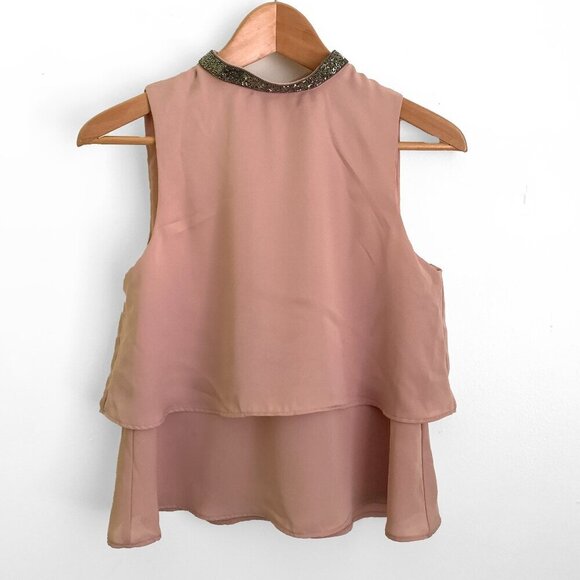 Zara Sleeveless Tiered Blouse with Beaded Collar - Picture 5 of 14